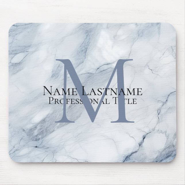 Mousepad Monograma Elegante Mágico Azul (Frente)