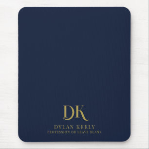 Mousepad Monograma Elegante minimalista Marinho azul escuro