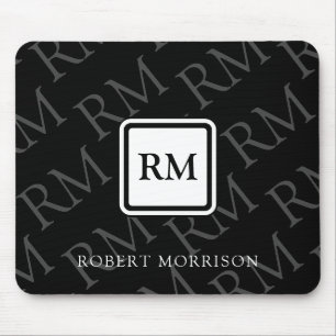 Mousepad Monograma Elegante Moderno Profissional Masculino