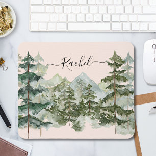 Mousepad Monograma Elegante Pinheira Floresta de Pinheiros 
