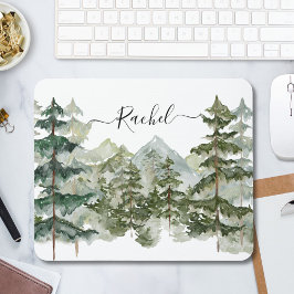 Mousepad Monograma Elegante Pinheira Floresta de Pinheiros 