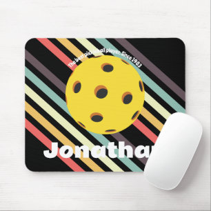 Mousepad Monograma elegante, retrato da moda Pickleball Bla