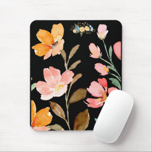 Mousepad Monograma Elegante Rosa Aquarela