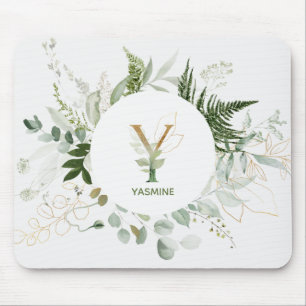 Mousepad Monograma elegante Y Pad do Mouse de Terra Verde