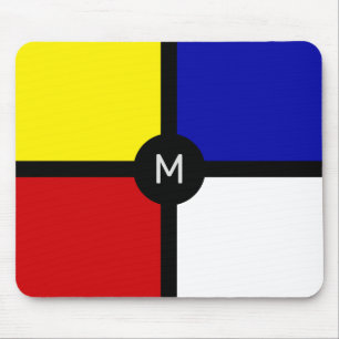 Mousepad Monograma em Arte Inspirada no Estilo Mondrian