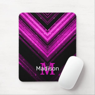 Mousepad Monograma em magenta rosa quente metálico brilhant