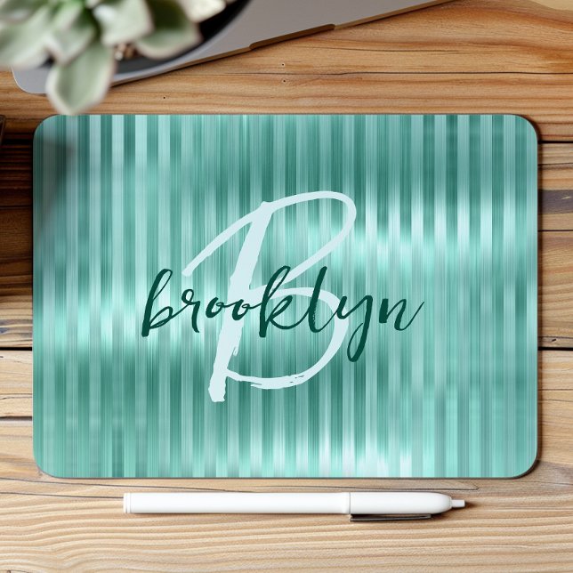 Mousepad Monograma em Script de Listras de Metal Lixado Aqu (Criador carregado)