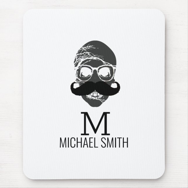 Mousepad Monograma engraçado de bigode #2 (Frente)
