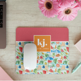 Mousepad Monograma Estiloso de Verão Divertido