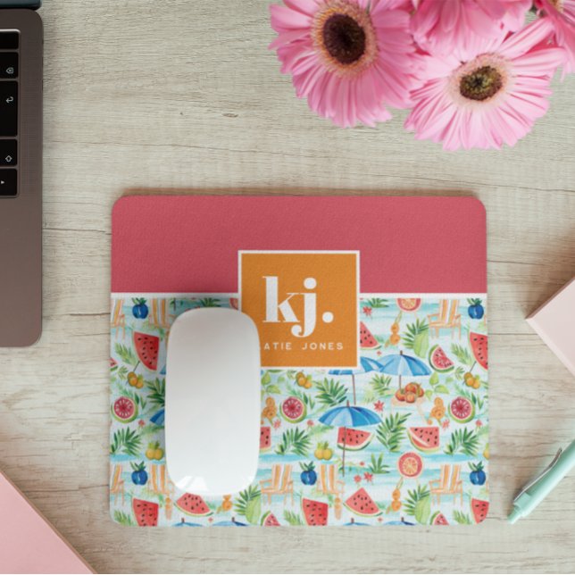Mousepad Monograma Estiloso de Verão Divertido (Criador carregado)