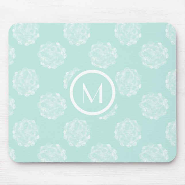 Mousepad Monograma | Felicidade vegetal | Pastel Succulent  (Frente)