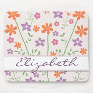 Mousepad Monograma floral chique do design do teste padrão