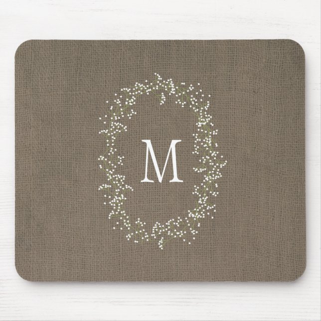 Mousepad Monograma floral de serapilheira do vintage (Frente)