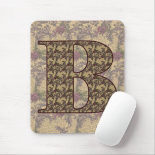 Mousepad Monograma Floral Inicial B Elegante