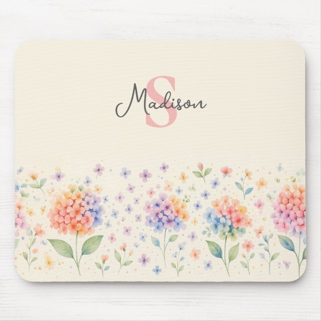 Mousepad Monograma Floral por Aquarela — Blossomas Pastel (Frente)
