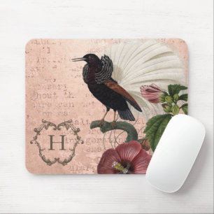 Mousepad Monograma Floral Rosa Personalizado