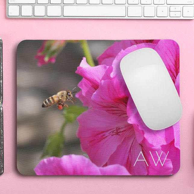 Mousepad Monograma Floral Rosa Polinizante (Criador carregado)