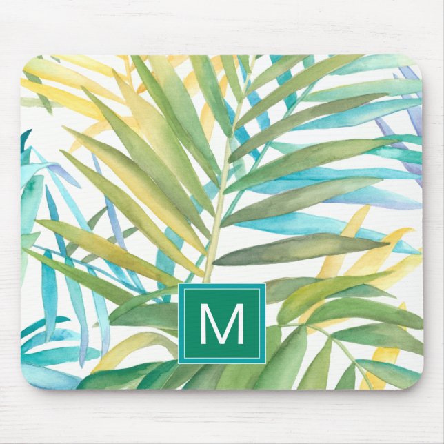 Mousepad Monograma | Folhas de Palma Tropicais (Frente)