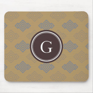 Mousepad Monograma geométrico chave grego marrom chique do