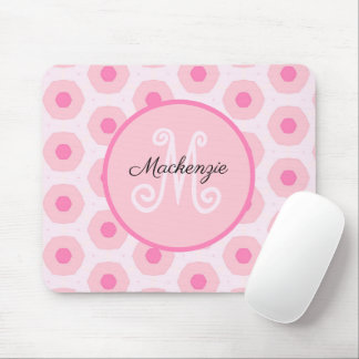 Mousepad Monograma Geométrico de Pontos Rosa Modernos