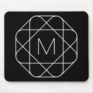 Mousepad Monograma Geométrico Preto e Branco
