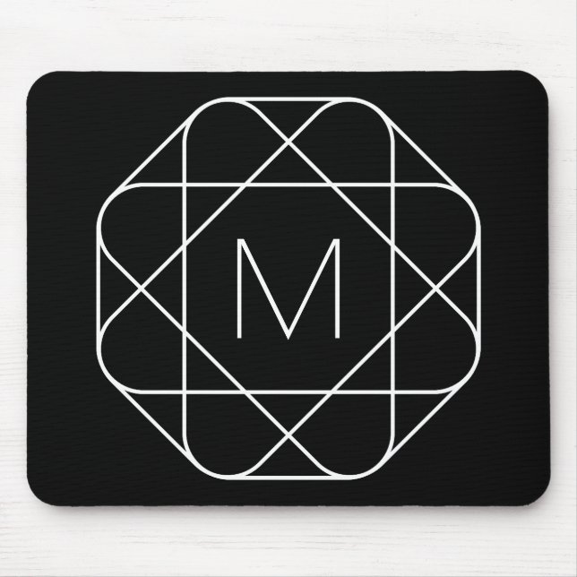 Mousepad Monograma Geométrico Preto e Branco (Frente)