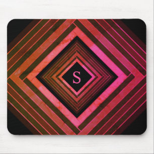Mousepad Monograma Geométrico Rosa Russo dos Quadrados Mode