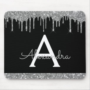 Mousepad Monograma Glitter Glitter Preto