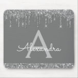 Mousepad Monograma Glitter Moderno de Cinzas de Prata<br><div class="desc">Cinzas de carvão moderno (Cinzas) e Silver Modern Sparkle e Glitter Girly Monograma Nome Monograma Mousepad. Este Mousepad Elegante Chic pode ser personalizado para incluir seu primeiro nome e inicial.</div>