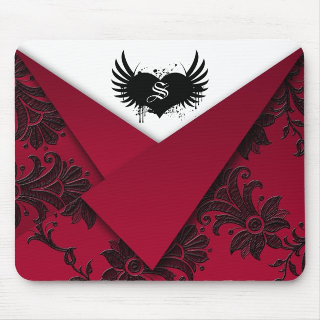 Mousepad Monograma Gótico Bocroco Vermelho e Negro (Frente)