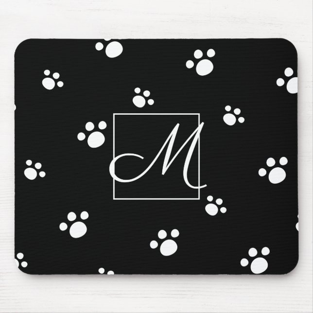Mousepad Monograma | Impressão em preto e branco de pãozinh (Frente)