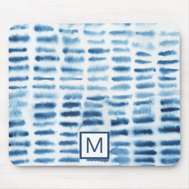 Mousepad Monograma | Indigio Watercolor Impressão (Frente)