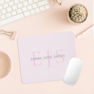 Mousepad Monograma inicial com três letras modernas