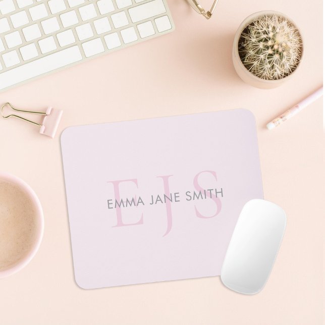 Mousepad Monograma inicial com três letras modernas (Criador carregado)
