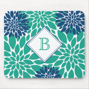 Mousepad Monograma Inicial de Blogues Modernos Azul e Verde