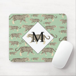 Mousepad Monograma Inicial de Padrão Animal da Selva Jaguar