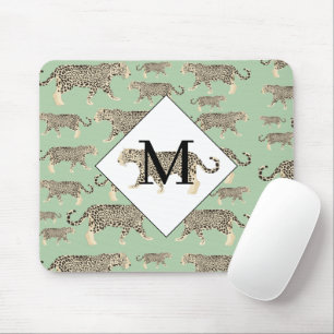 Mousepad Monograma Inicial de Padrão Animal da Selva Jaguar