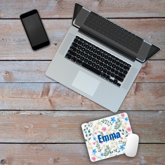 Mousepad Monograma inicial de padrão floral (Criador carregado)