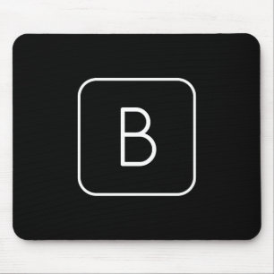 Mousepad Monograma inicial denominado moderno branco &