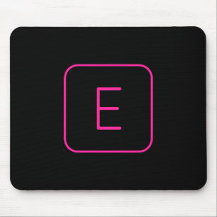 Mousepad Monograma inicial estilizado moderno   Rosa e Pret