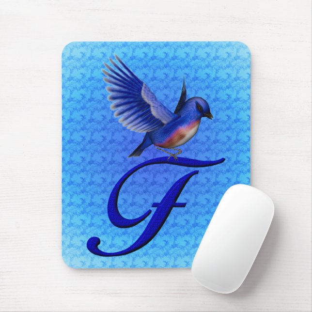 Mousepad Monograma Inicial F Bluebird (Com mouse)