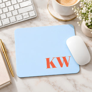 Mousepad Monograma Inicial Laranja Azul Moderno Personaliza