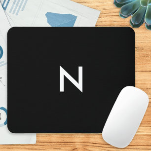 Mousepad Monograma Inicial Minimalista Preto e Branco Moder