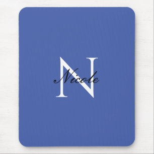 Mousepad Monograma Inicial Nome Próprio Manuscrito Azul