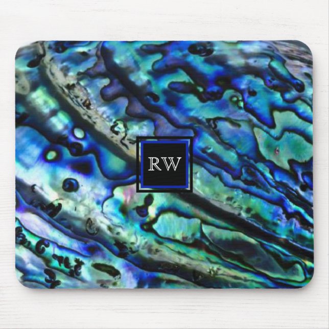 Mousepad Monograma Iridescente de Shell Abalone (Frente)