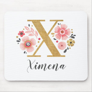 Mousepad Monograma - Letra Dourada Cinza Inicial