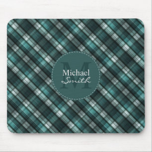 Mousepad Monograma listrado (da xadrez verde escuro do