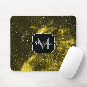Mousepad Monograma luminoso de abstrato amarelo