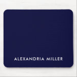 Mousepad Monograma minimalista azul de Marinho personalizad<br><div class="desc">Mantenha o seu espaço de trabalho com aspecto elegante e na moda com este teclado de mouse minimalista azul de marinho personalizado. O design apresenta o seu nome ou iniciais numa fonte branca simples num fundo azul marinho sólido. A superfície lisa do tecido fornece movimento preciso do mouse e a...</div>