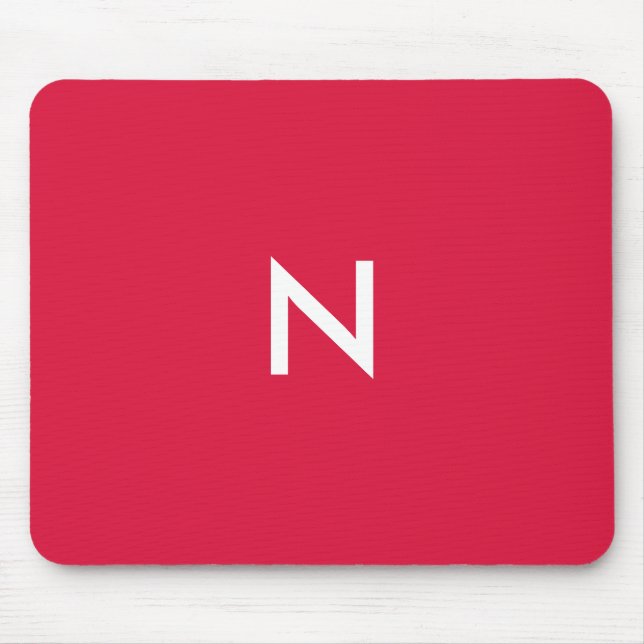 Mousepad Monograma Minimalista Vermelho Moderno da Crimson (Frente)